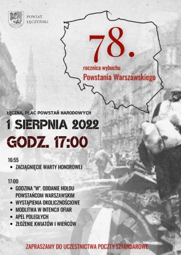 78. rocznica Powstania Warszawskiego- zaproszenie na obchody