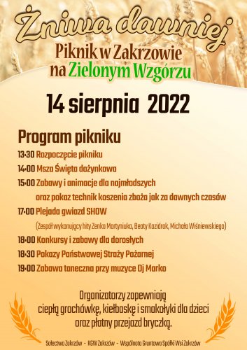 Żniwa Dawniej - piknik w Zakrzowie (14 sierpnia 2022)