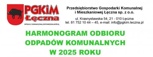 Harmonogram odbioru odpadów komunalnych na rok 2025