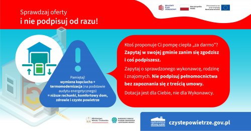 Ostrzeżenie dla wnioskodawców i beneficjentów  programu „Czyste Powietrze”